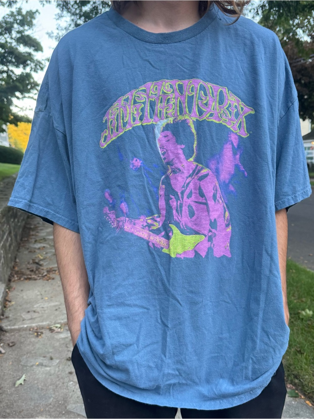 Vintage Style Jimi Hendrix Blue Graphic Men’s T-Shirt